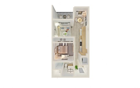 Floor plan for studio, 1 bath, 524 sqft
